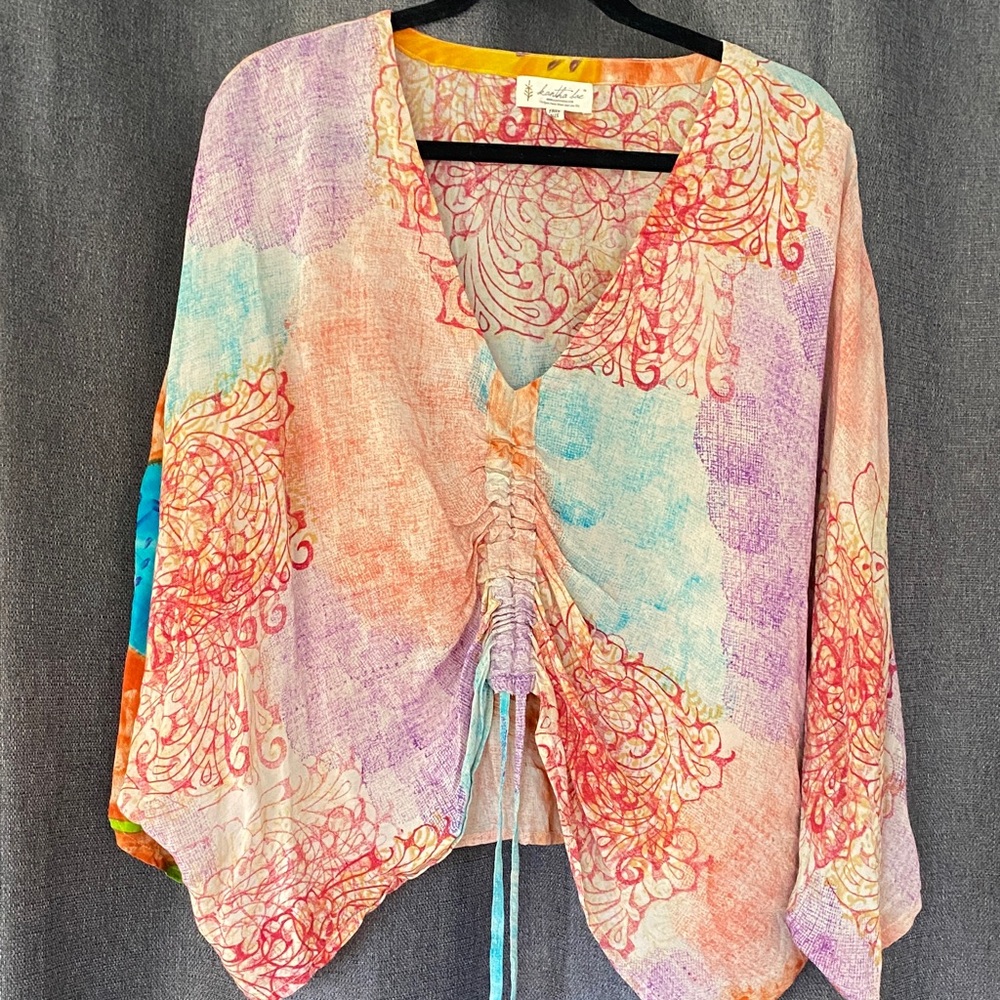 Lightweight Multicolor Ruched Front Women’s Top